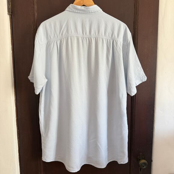AMIANI Light Blue Linen Modal Blend Short Sleeve Button Down Shirt Extra Large - Picture 2 of 8